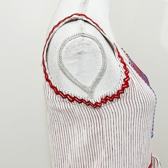 Anthropologie Laia Striped Embroidered Drawstring Tank Dress Size XS - Picture 5 of 7